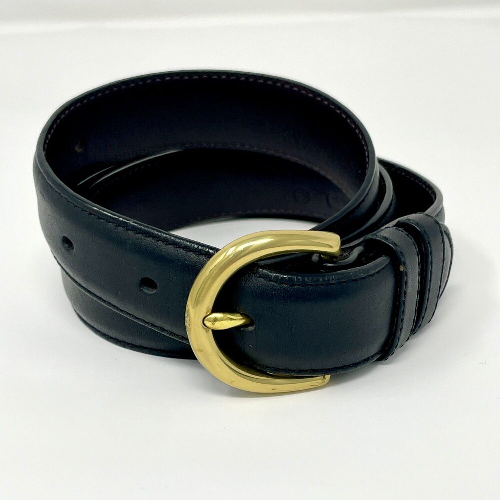 Coach Classic Black Leather Belt w/ Gold Buckle M